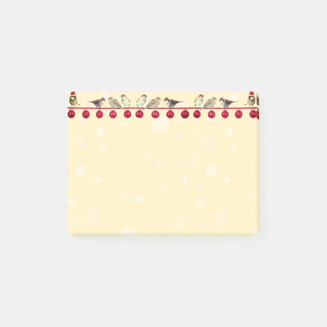 Weihnachtskugeln & Sternsänger-Vögel Post-it Klebezettel (Vorderseite)