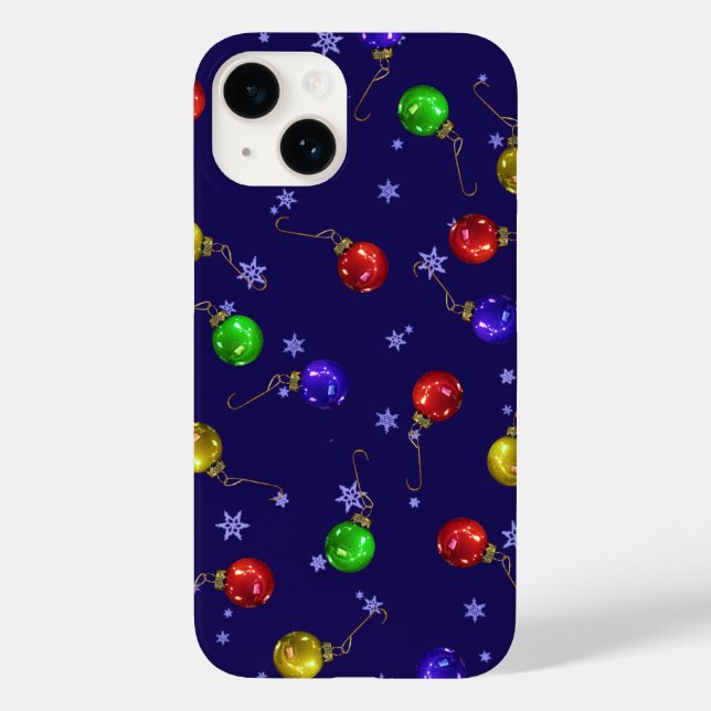Weihnachtskugeln und Schnee Case-Mate iPhone 14 Hülle (Rückseite)