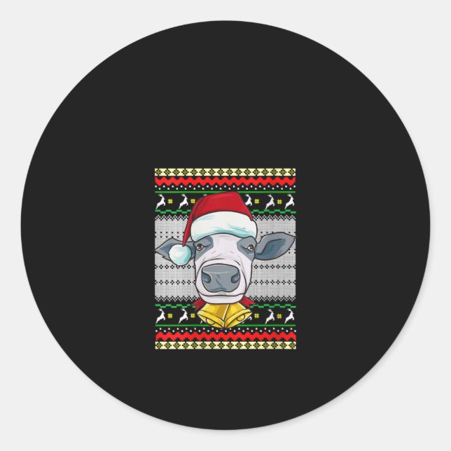 Weihnachtskuh Funny Geschenk Runder Aufkleber (Vorderseite)