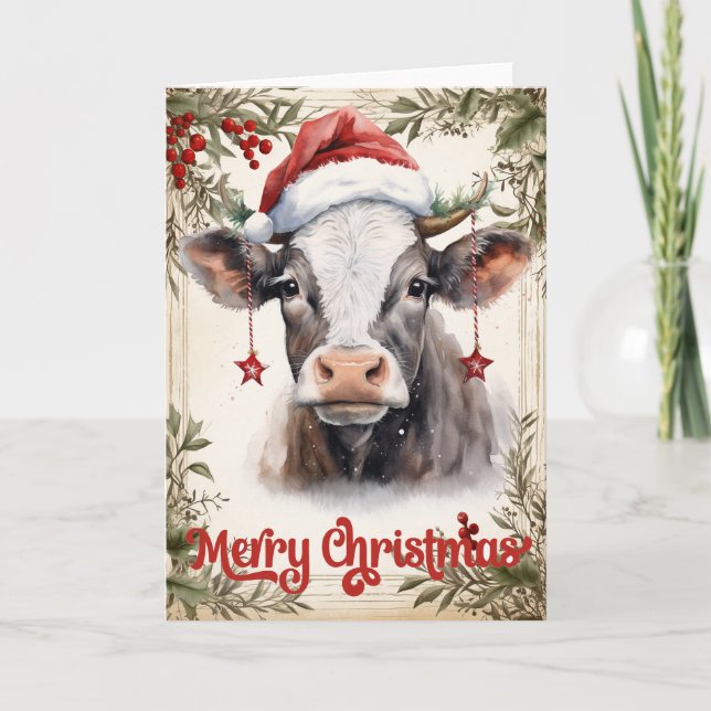Weihnachtskuh Karte (Vorderseite)