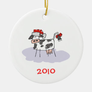 Weihnachtskuh Keramik Ornament