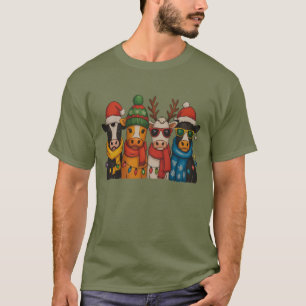 Weihnachtskuh Liebhaber Farmhouse Bauernhof Santa  T-Shirt