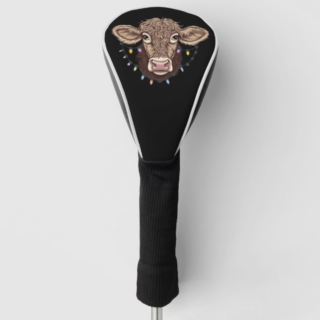 Weihnachtskuh Lover Lights Farm Bauer Xmas Golf Headcover (Vorderseite)