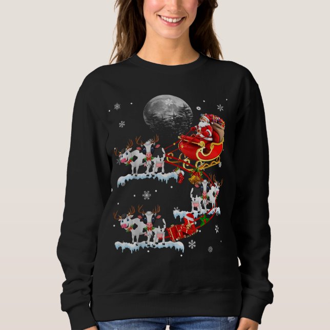 Weihnachtskuh Lover Santa Riding Rentierkuh Sweatshirt (Vorderseite)