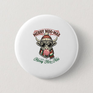 Weihnachtskuh-Shirt Süße Highland-Feiertags-Pun De Button