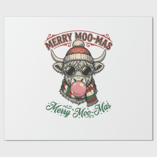 Weihnachtskuh-Shirt Süße Highland-Feiertags-Pun De Geschenkpapier