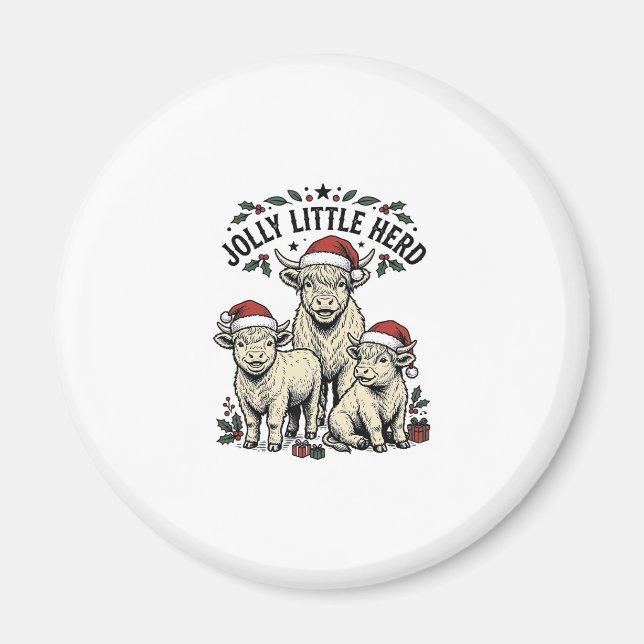 Weihnachtskuh-Shirt Vintage-Feiertagsherde Kunst Magnet (Vorne)