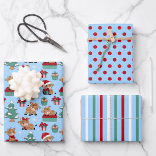 Weihnachtskuh-Stier-Geschenkpapier Set von 3 Geschenkpapier Set