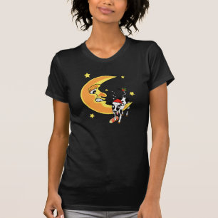 Weihnachtskuh stürzte über dem Mond T-Shirt