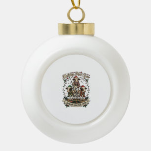 Weihnachtskuh Trio Vintage Scheune Feiertags-Shirt Keramik Kugel-Ornament