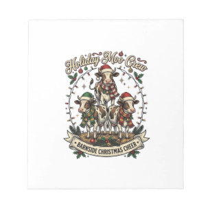 Weihnachtskuh Trio Vintage Scheune Feiertags-Shirt Notizblock
