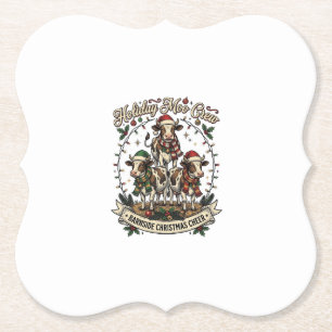 Weihnachtskuh Trio Vintage Scheune Feiertags-Shirt Untersetzer