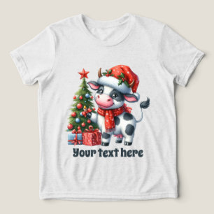 Weihnachtskuh unisex fügen Text Tri-Blend Shirt