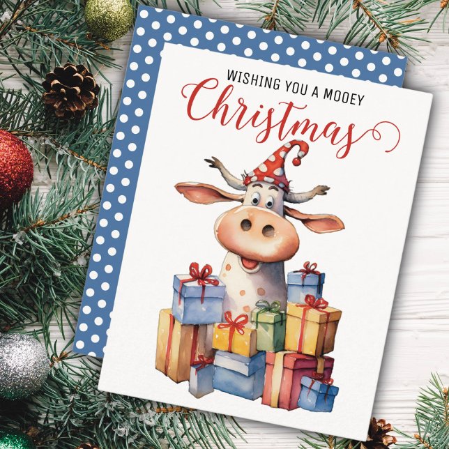 Weihnachtskuh-Wortspiel Feiertagskarte (Von Creator hochgeladen)