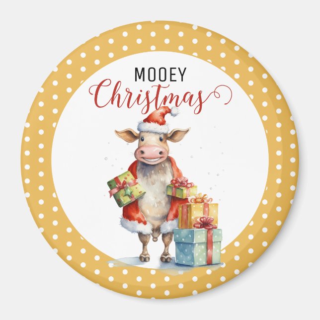 Weihnachtskuh-Wortspiel  Magnet (Vorne)