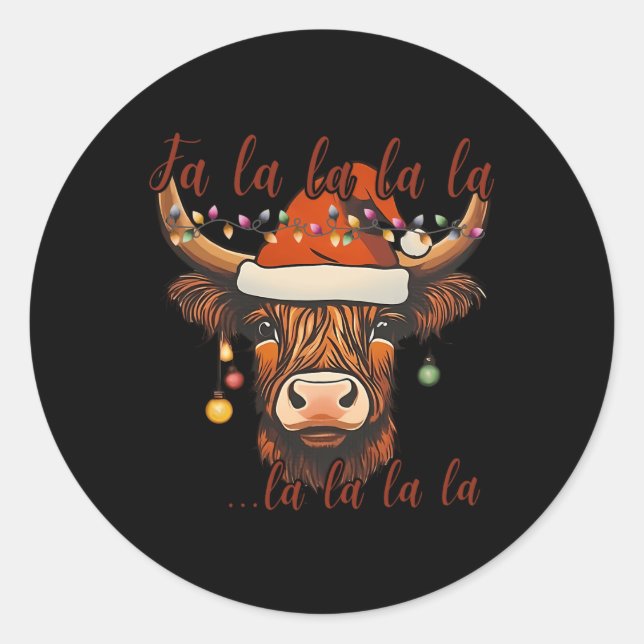 Weihnachtskühe Falala Xmas Heifer Cowgir Runder Aufkleber (Vorderseite)