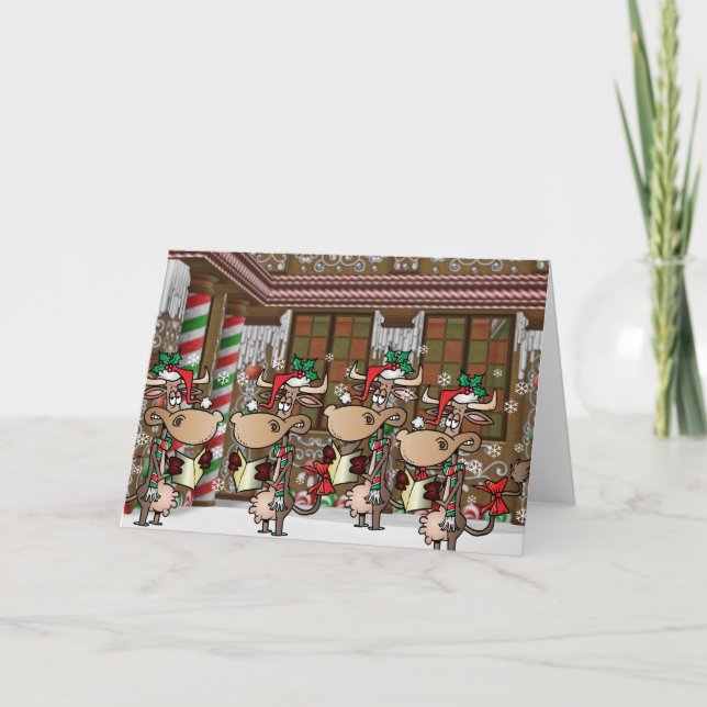 Weihnachtskühe Feiertagskarte (Vorderseite)