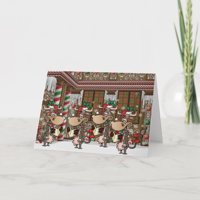 Weihnachtskühe Feiertagskarte (Vorderseite)