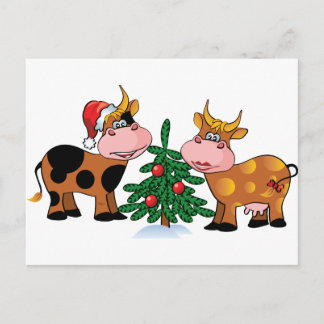 Weihnachtskühe Feiertagspostkarte