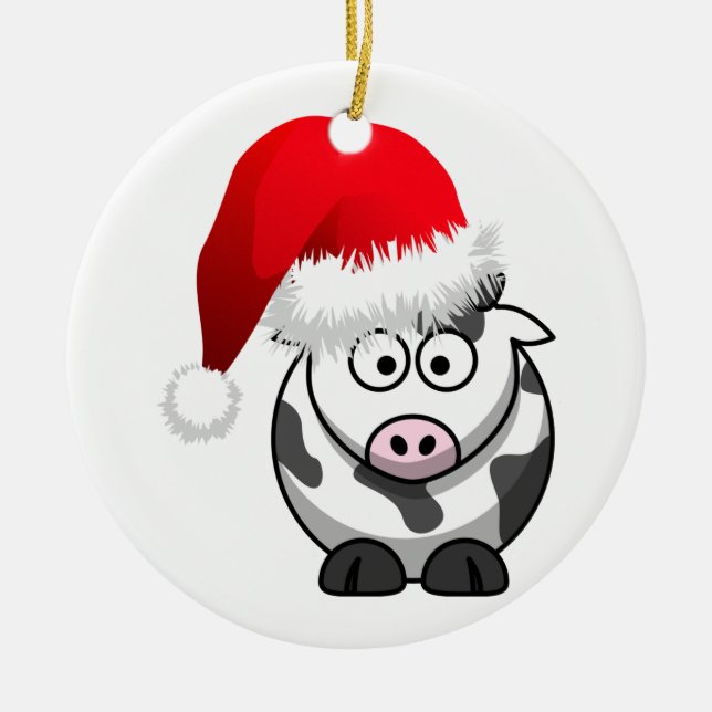 Weihnachtskühe in der Online-Landwirtschaft Keramikornament (Vorne)