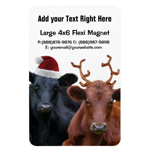 Weihnachtskühe in Weihnachtsmannmütze und Antler Magnet (Vertikal)