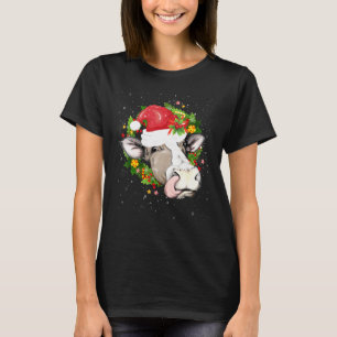 Weihnachtskühe Kopf Krautkuh Tragen Weihnachtsmann T-Shirt