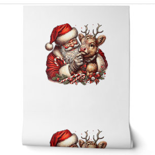 Weihnachtskühe mit Santa Scottish Vintag Tapete