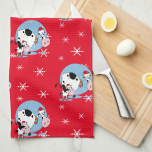 Weihnachtskühe mit Weihnachtsmannmützen Handtuch