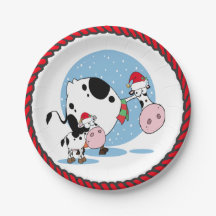 Weihnachtskühe mit Weihnachtsmannmützen Party Tell
