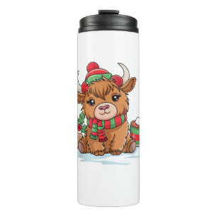 Weihnachtskühe Niedlich Heifer Kuh Weihnachtsmannm Thermosbecher