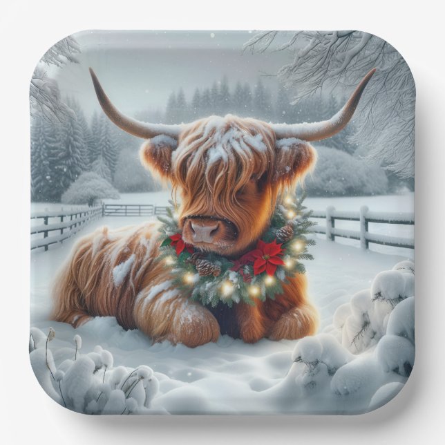 Weihnachtskühe Pappteller (Vorderseite)