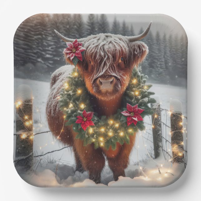 Weihnachtskühe Pappteller (Vorderseite)