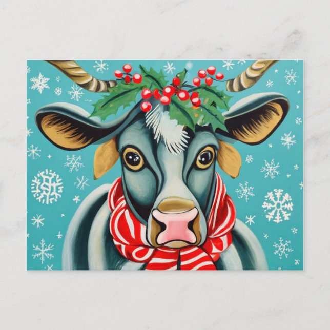 Weihnachtskühe Postkarte (Vorderseite)