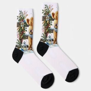 Weihnachtskühe Socken