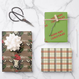 Weihnachtskuhwackelpapier Geschenkpapier Set
