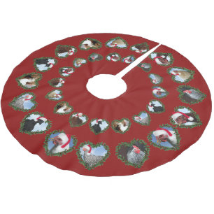 Weihnachtsküken in Herzkränzen Polyester Weihnachtsbaumdecke