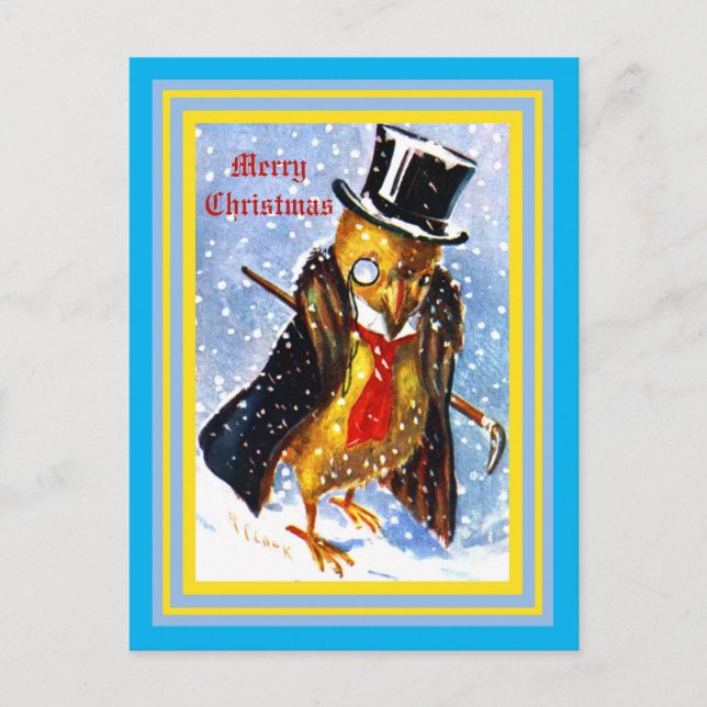 Weihnachtsküken mit Top Hat, Monocle, Cane Postcar Postkarte (Vorderseite)