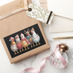 Weihnachtsküken Xmas Hühner Geschenk Bauernhofer  Rechteckiger Aufkleber
