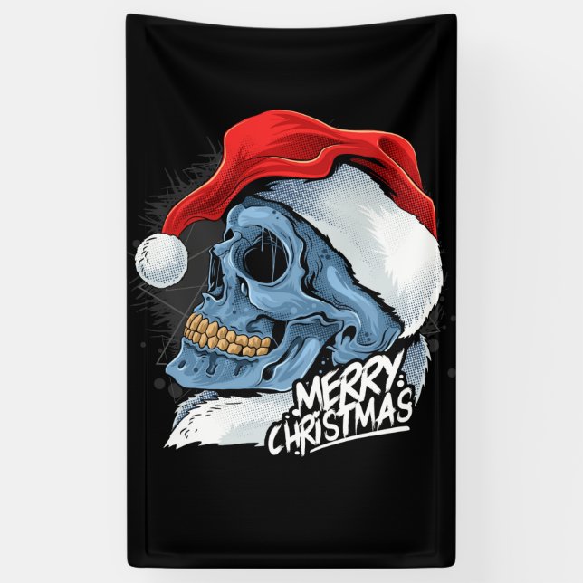 Weihnachtskull Banner (Vertikal)