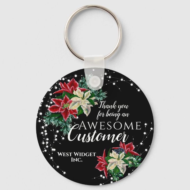 Weihnachtskunde Vielen Dank an Floral Black Schlüs Schlüsselanhänger (Vorderseite)