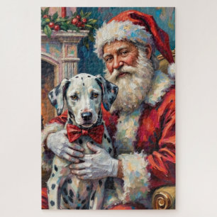 Weihnachtskunst: Santa Claus mit Dalmatiner