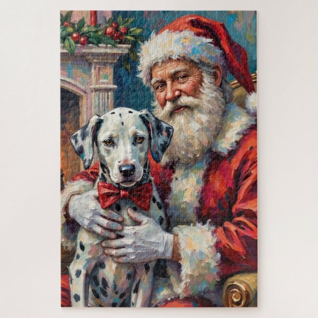 Weihnachtskunst: Santa Claus mit Dalmatiner (Vertikal)