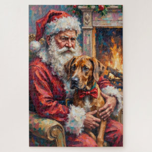 Weihnachtskunst: Santa Claus mit Great Dane