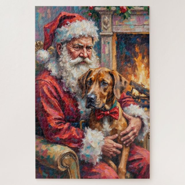 Weihnachtskunst: Santa Claus mit Great Dane (Vertikal)