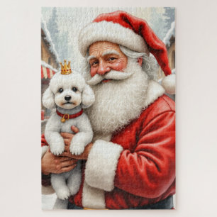 Weihnachtskunst: Santa Claus mit Poodle