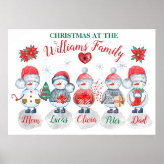 Weihnachtskunst Schneemänner Poster