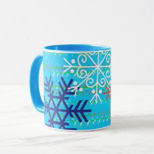 Weihnachtskunst-Winter-Mug-Tasse in Aquablau Schne Tasse