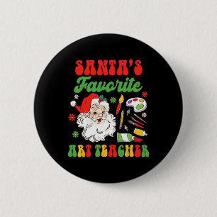 Weihnachtskunstlehrer Malen von Santa's Lieblings- Button