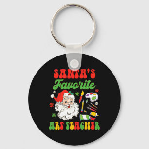 Weihnachtskunstlehrer Malen von Santa's Lieblings- Schlüsselanhänger
