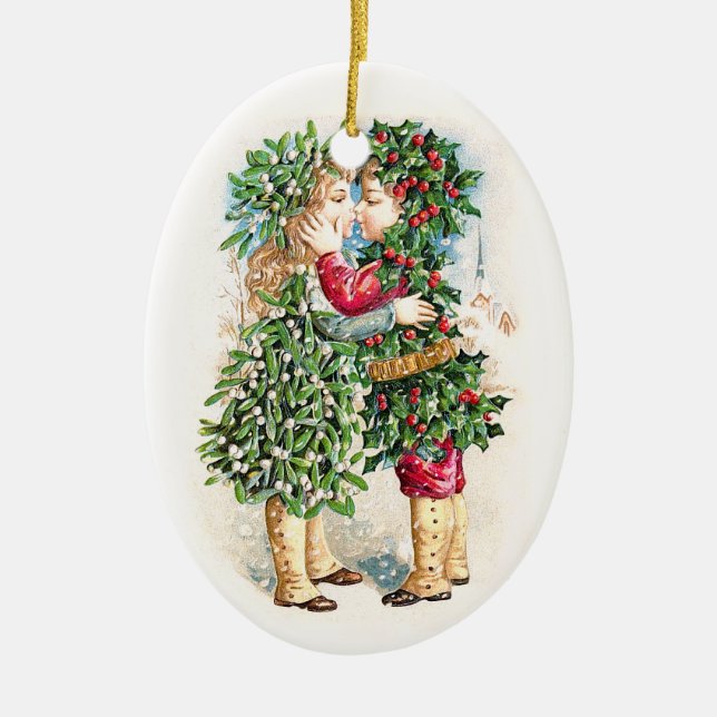Weihnachtskuß Keramik Ornament (Vorne)